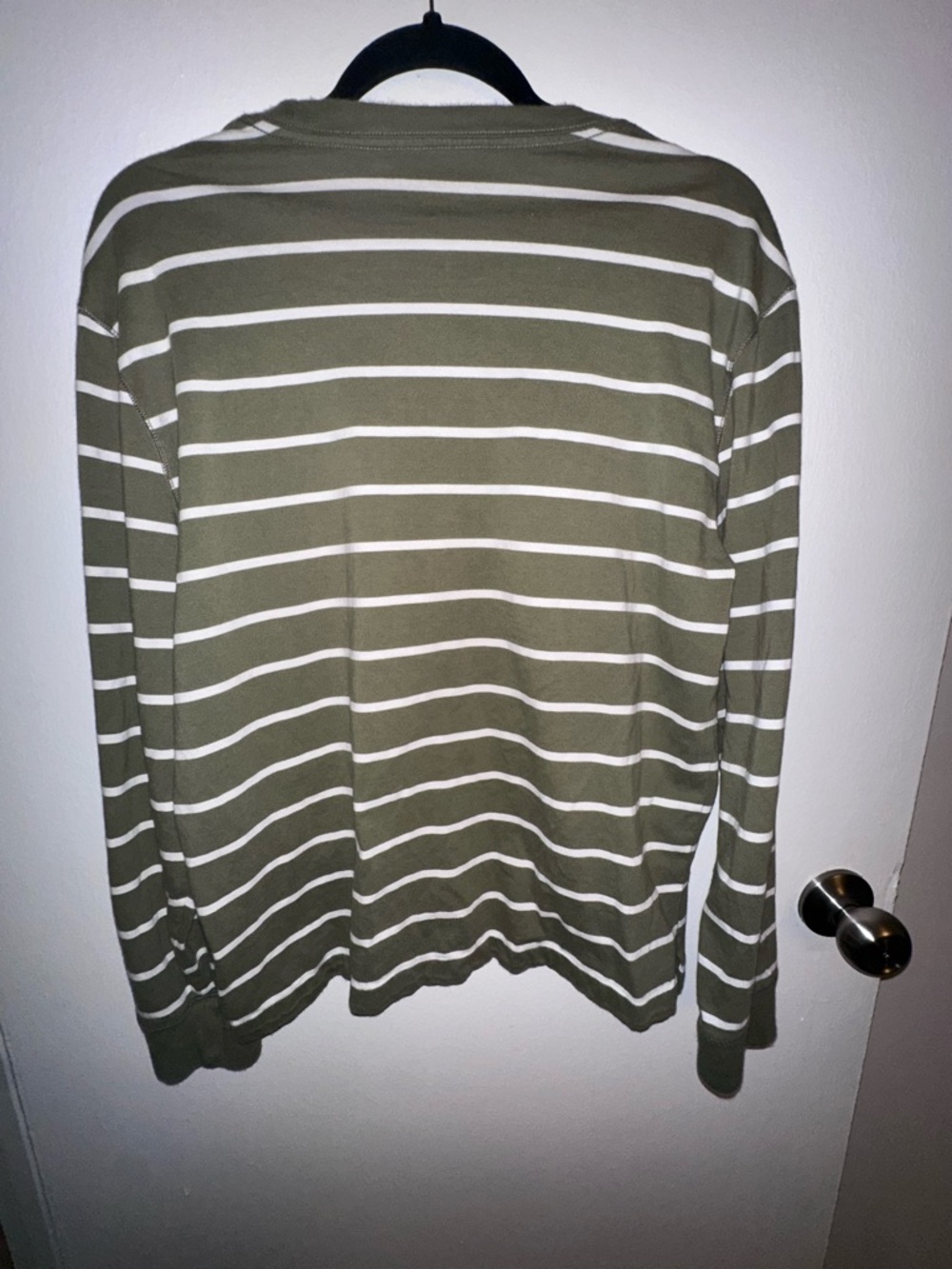 Banana Republic Olive Green & White Striped Long-Sleeve Crew Shirt - Picture 2 of 4